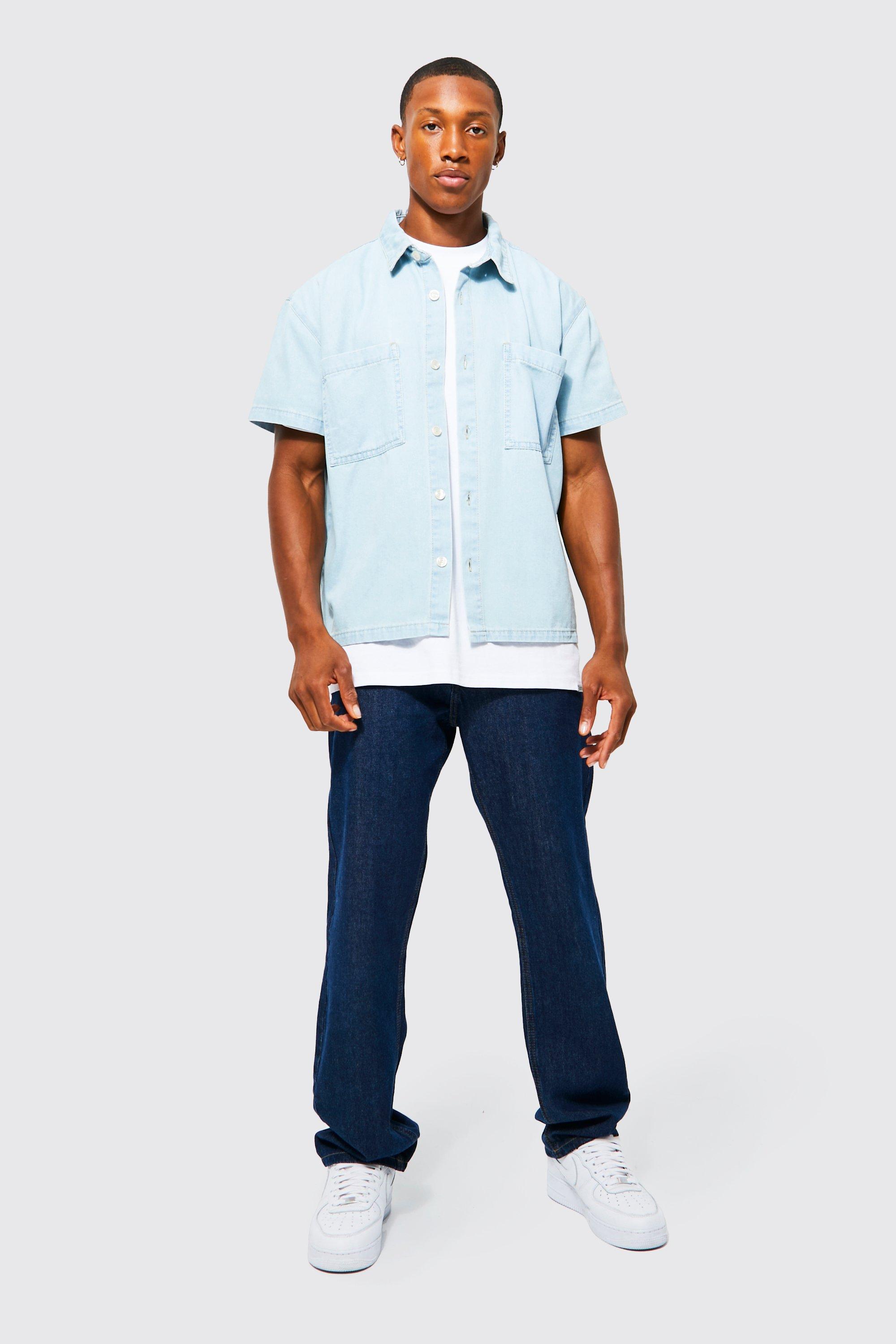 Ice blue denim sales shirt